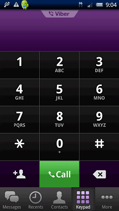 Viber 電話番号画面